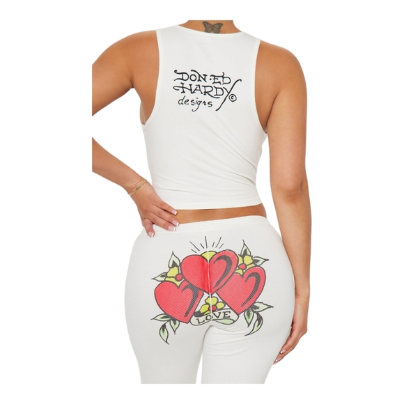 ED HARDY LOVER PANT SET- WHITE SIZE XL - Picture 6 of 12